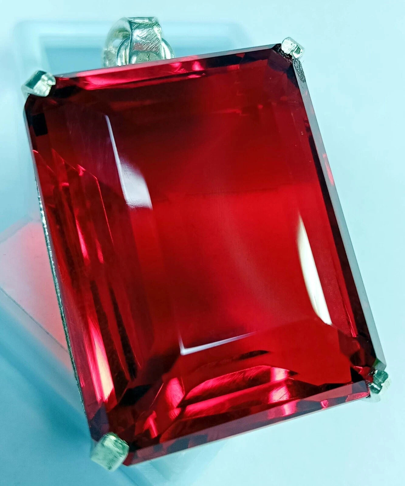 Natural Emerald Cut 135+ Ct Pendant Red Topaz Loose Gemstone Certified PD028