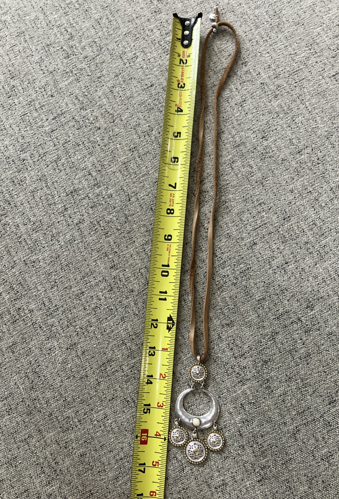 Lucky Brand Leather Cord Silvertone Pendant Necklace