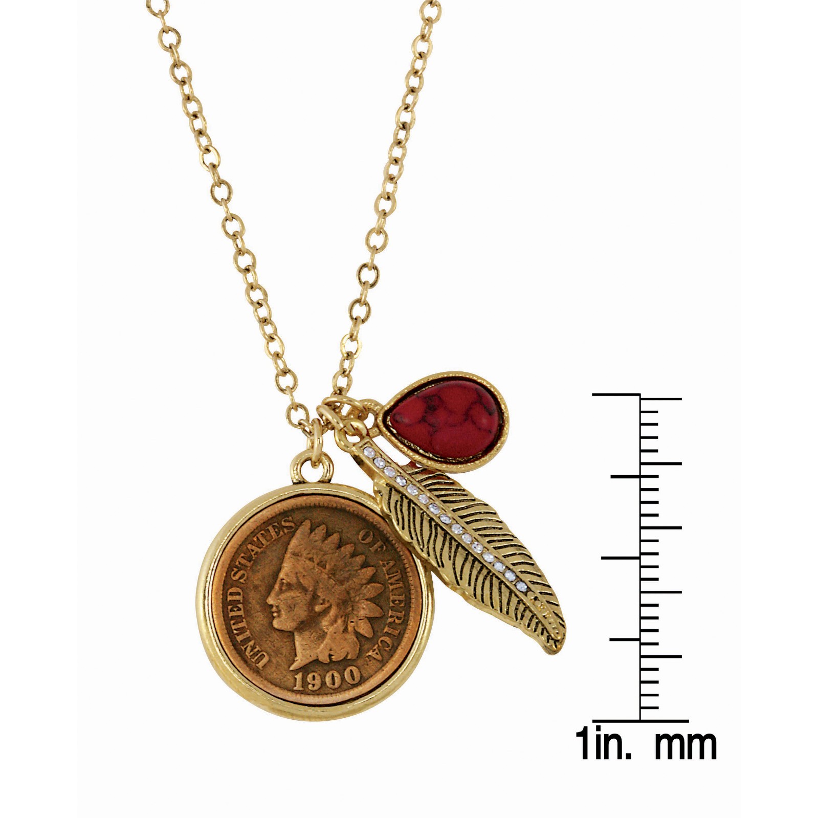 American Coin Treasures Indian Penny Coin Charm Necklace