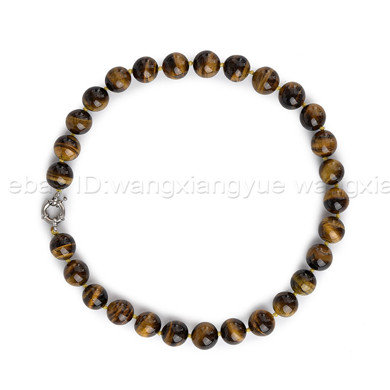 Long 18″ 24″ 36″ 48″ Natural 6/8/10/ 12mm Tiger’s Eye Gems Round Beads Necklace