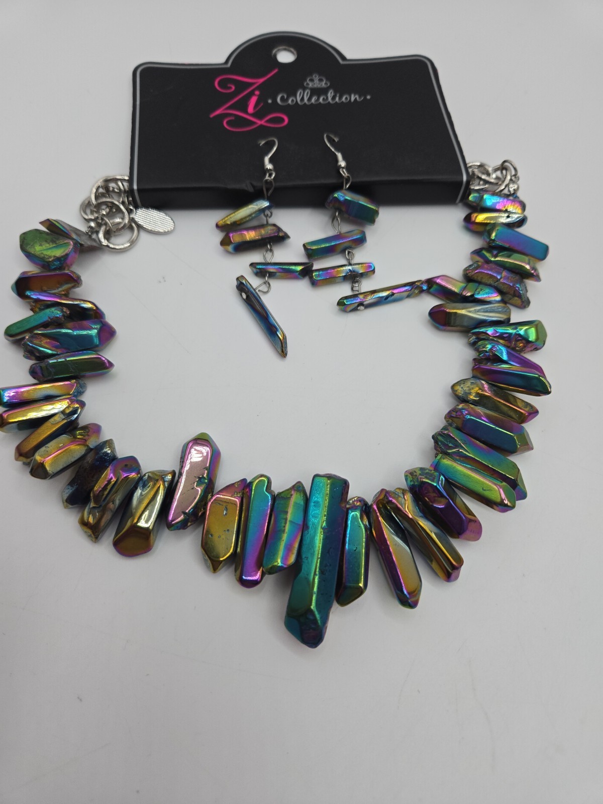 PAPARAZZI Zi-Statement Necklace & Earrings Set “Oil Spill ”NWT Multicolor