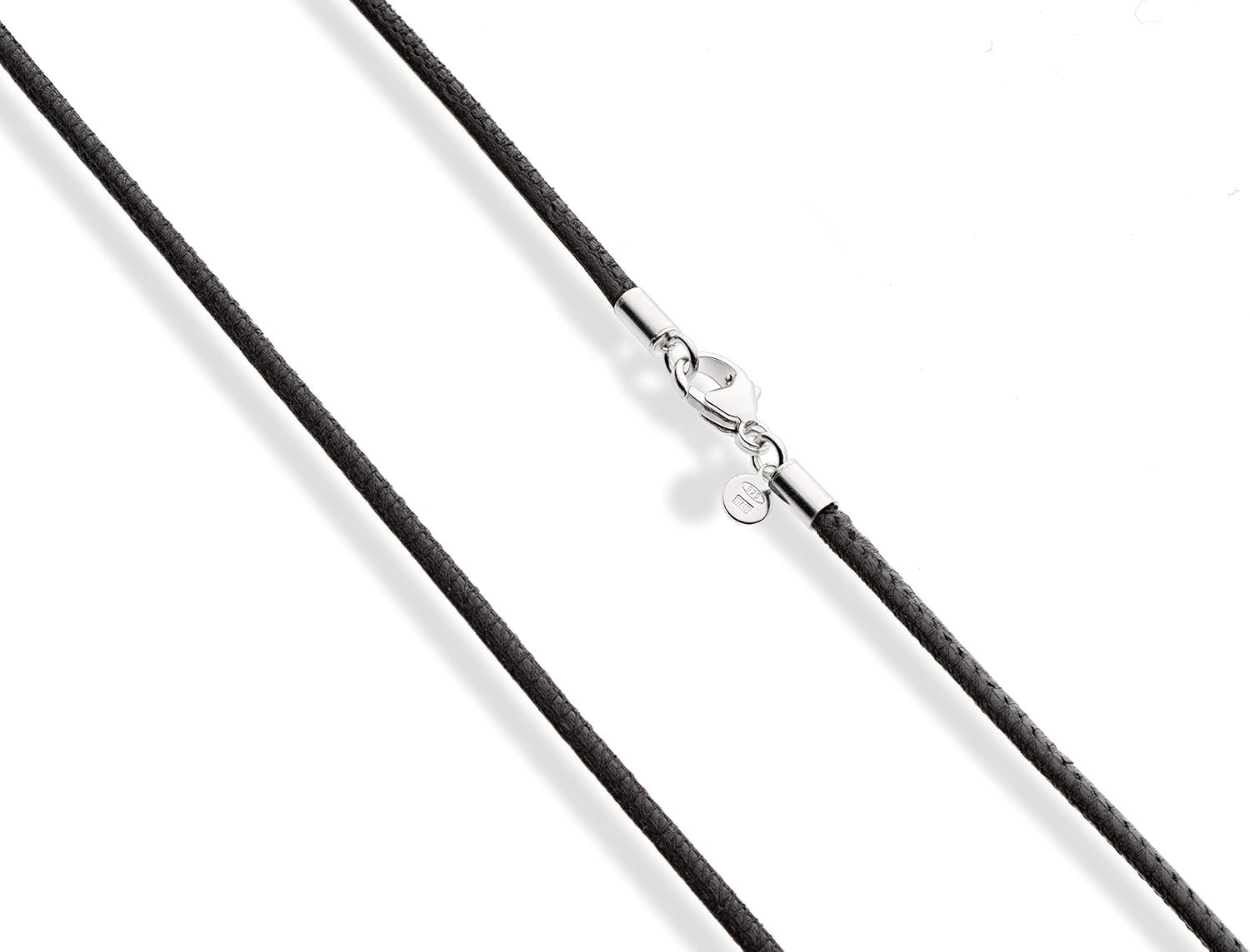 Elegant 18-Inch Black or Brown Leather Cord Necklace with Sterling Silver Clasp