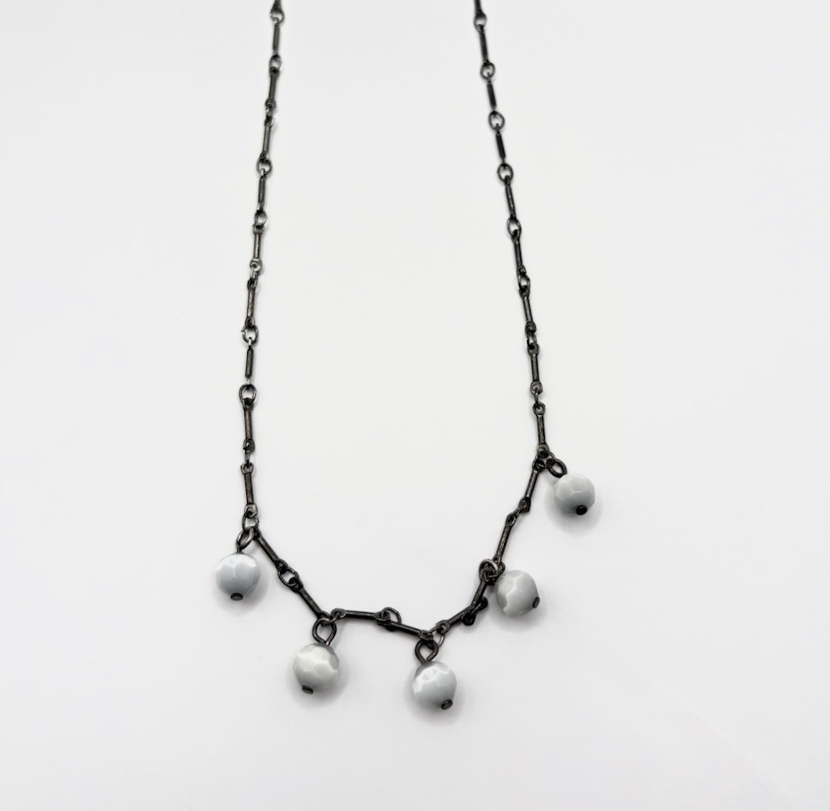 Black Bar Beaded Chain Necklace