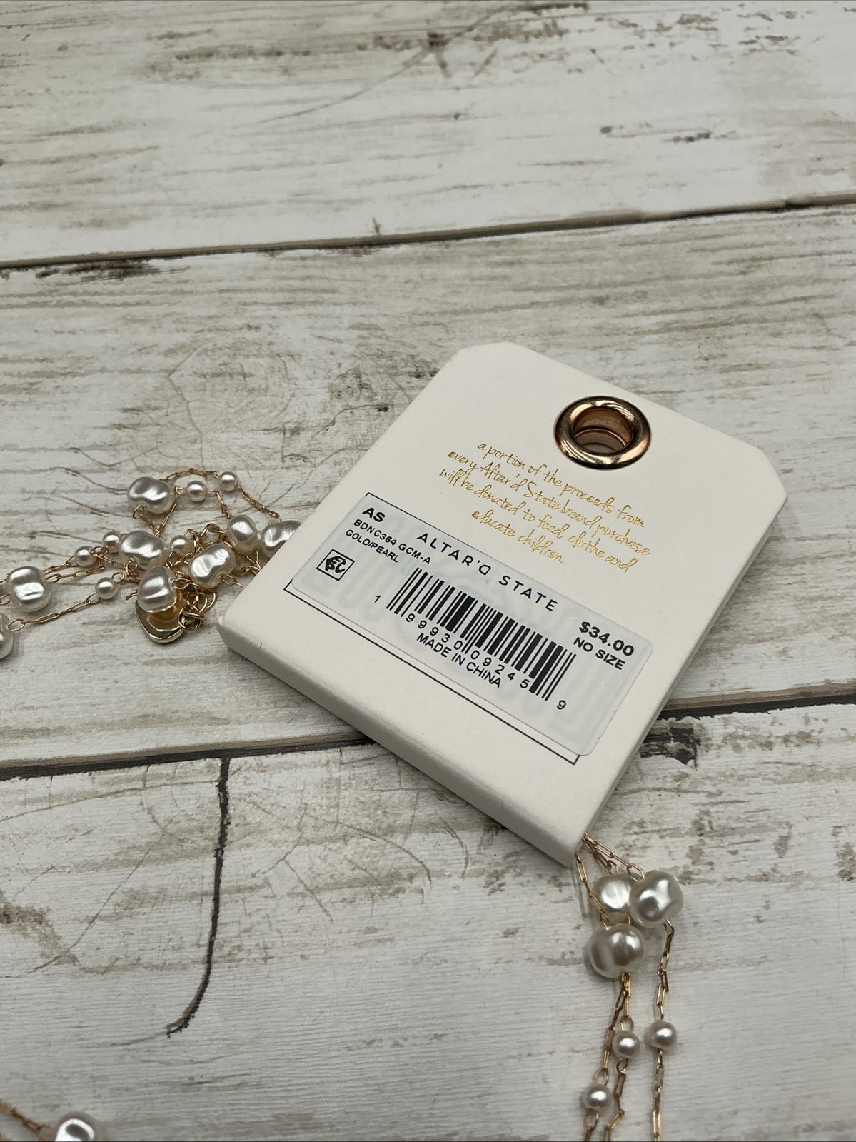 Boho Chic: Altar’d State Freshwater Pearl Layered Lariat Necklace MSRP $34