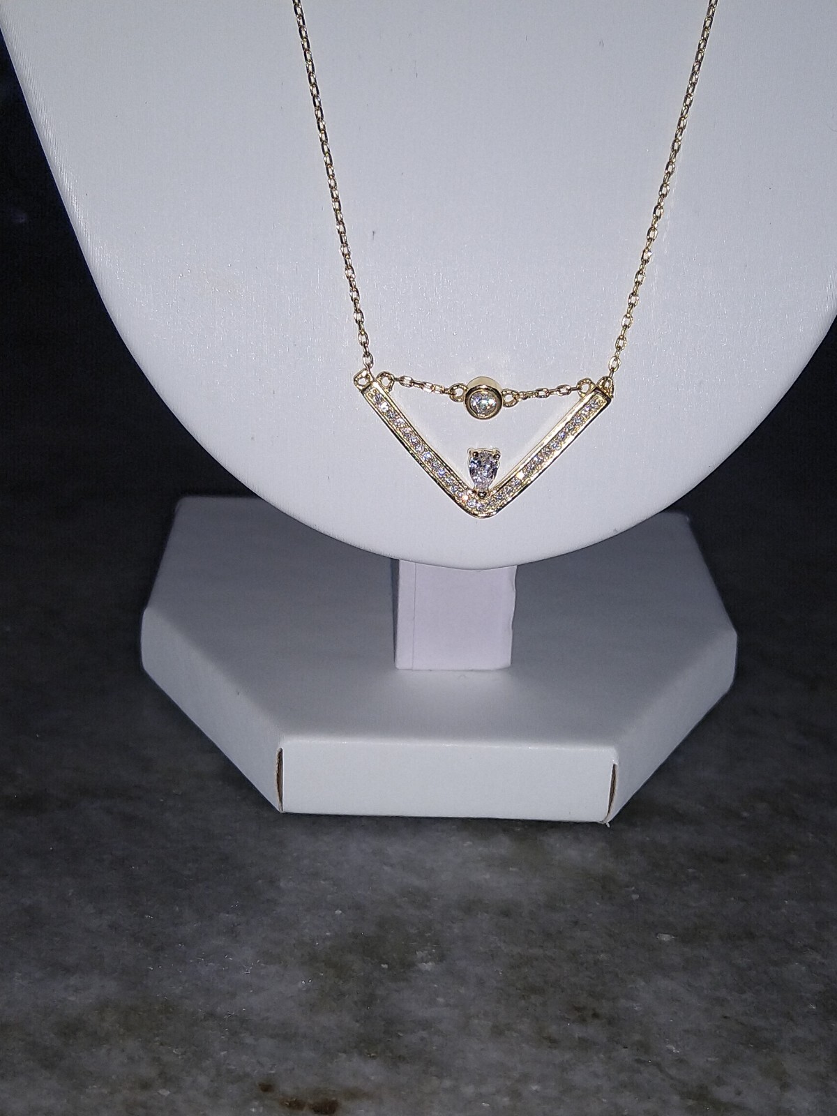 LA Simulated Diamond Trendy Necklace 17.5″/14K YG/Sterling Silver 0.80 Carats