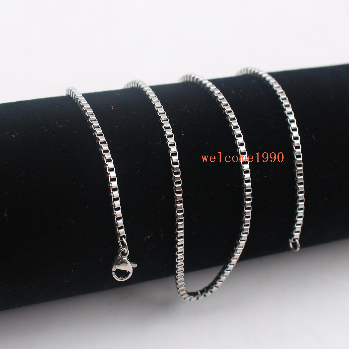 A dozen（12pcs) Box Link Chain Stainless steel Necklace Silver 18”-32” in bulk
