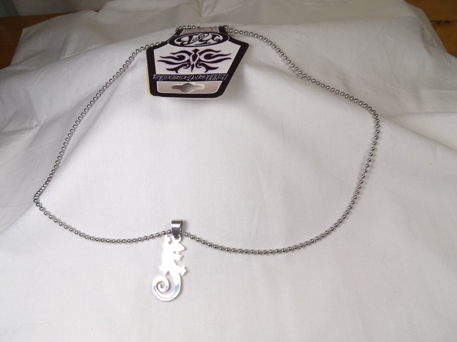 New Large Chrome Stainless Lizard Gecko 25” Steel Ball Chain Unisex Necklace