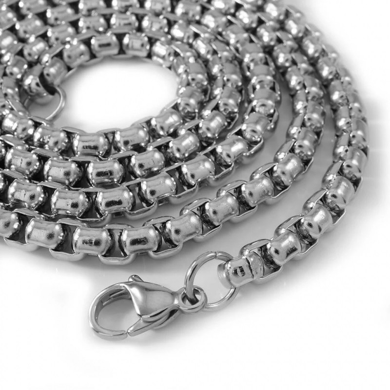 18K White Gold Filled Tarnish-Free Italian 28 inch 3mm Round Box Chain Necklace