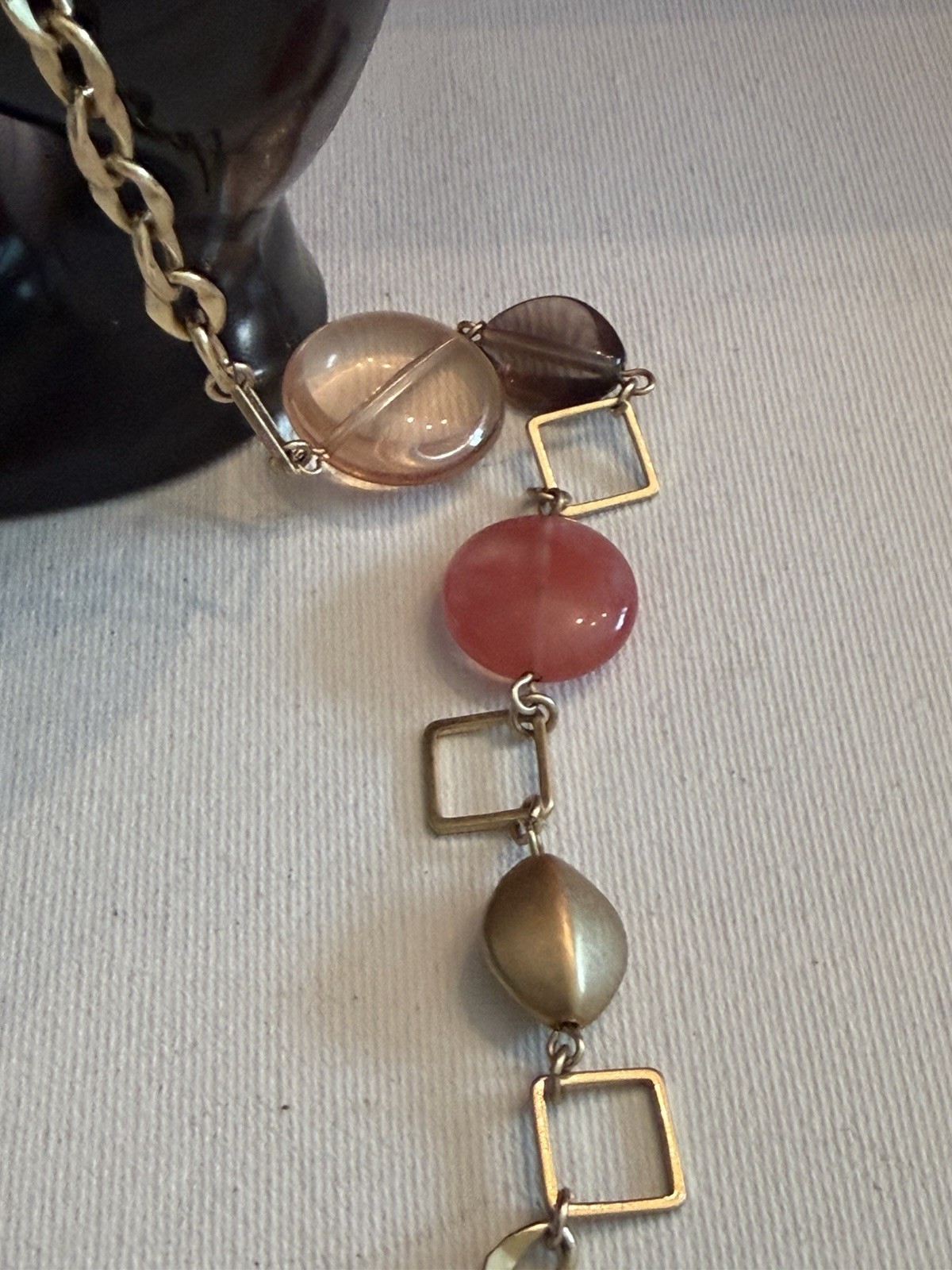 Lia Sophia HARMONY Necklace Glass & Resin Matte Gold Tone BinR