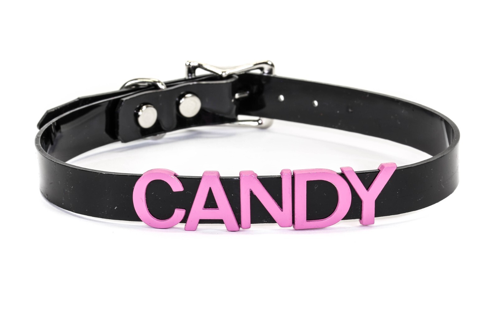 Black Vinyl Slave Name PVC Pink Bdsm-Choker-Slut-Collar-Choker-Adult-Kinky