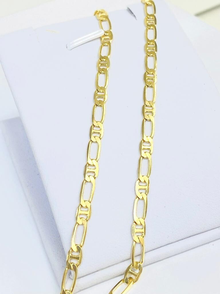 14K Gold Filled Figaro Mariner Chain Necklace 24″ 3.5mm for Mens Cadenas Hombre