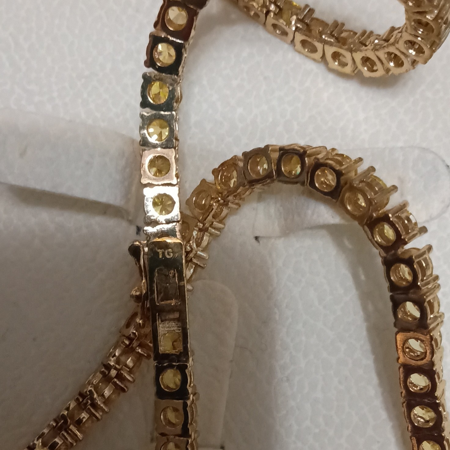 Yellow Gold Tennis Necklace Yellow Round Lab Diamonds Prong Set Box Clasp