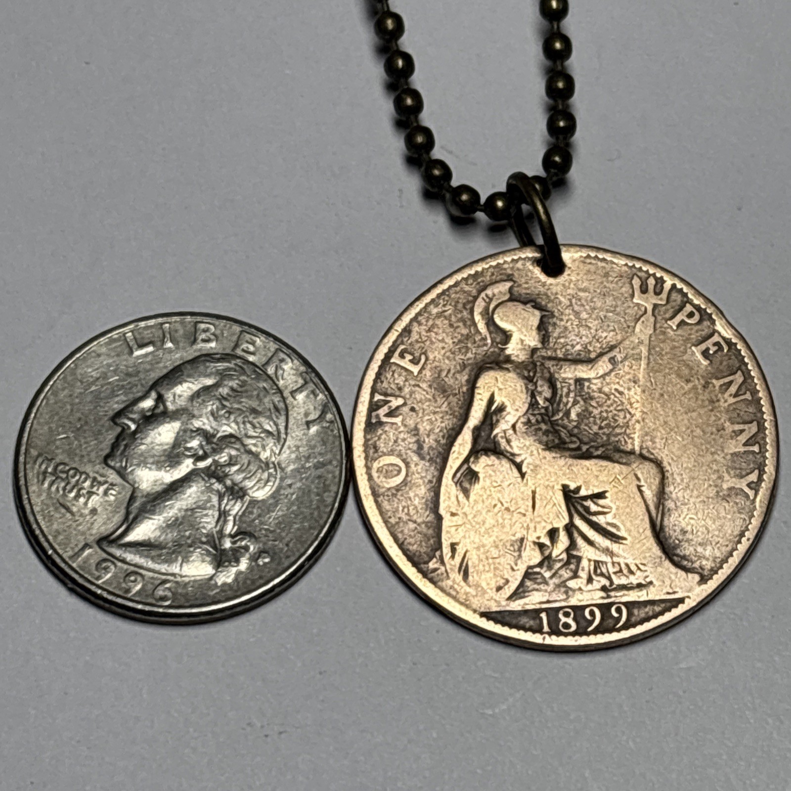 1899 England UK P. Coin Pendant Victoria London. Great Gift! 🎁 Wear History!