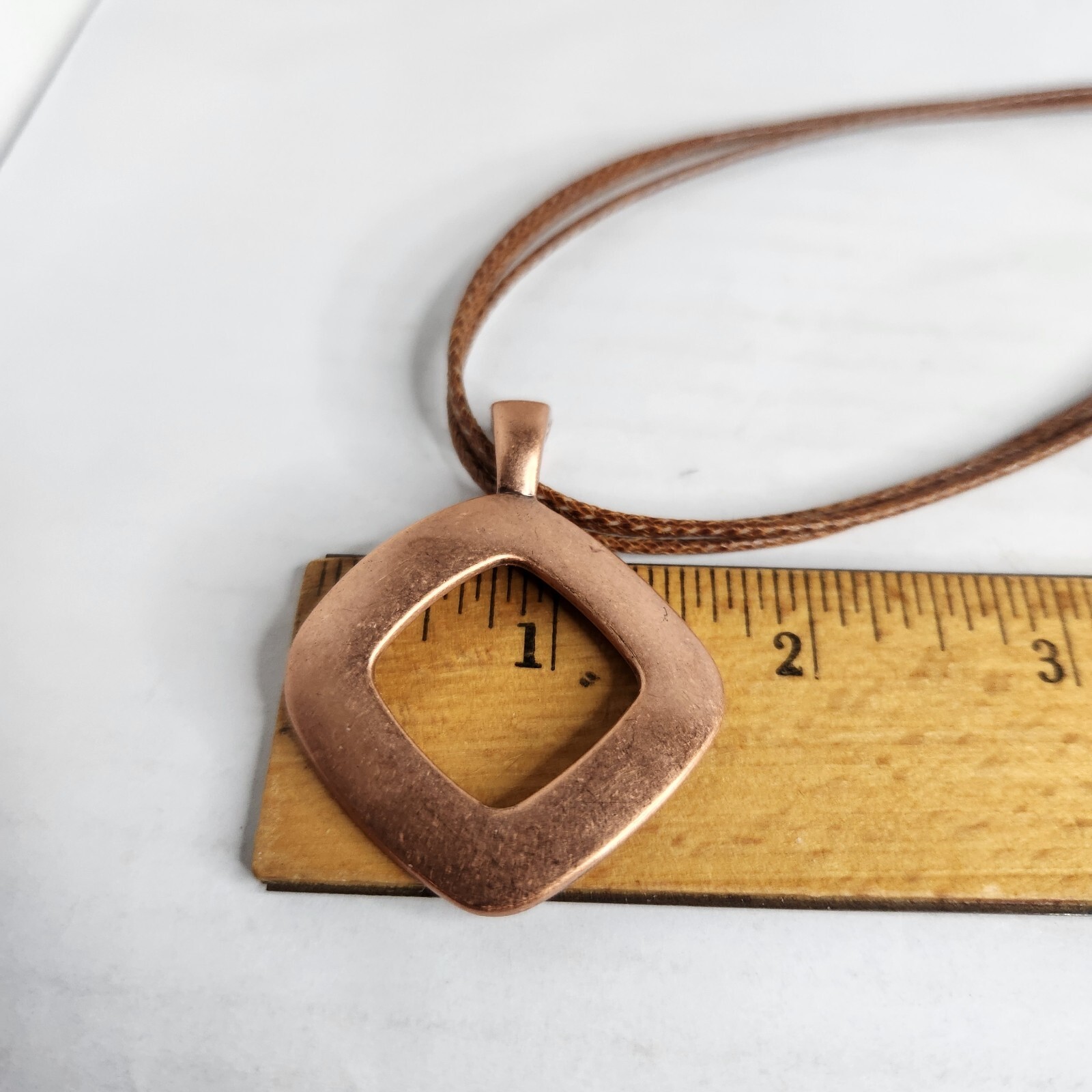 Boho Premier Designs Copper Tone Pendant On 3 Strand Faux Leather Chain