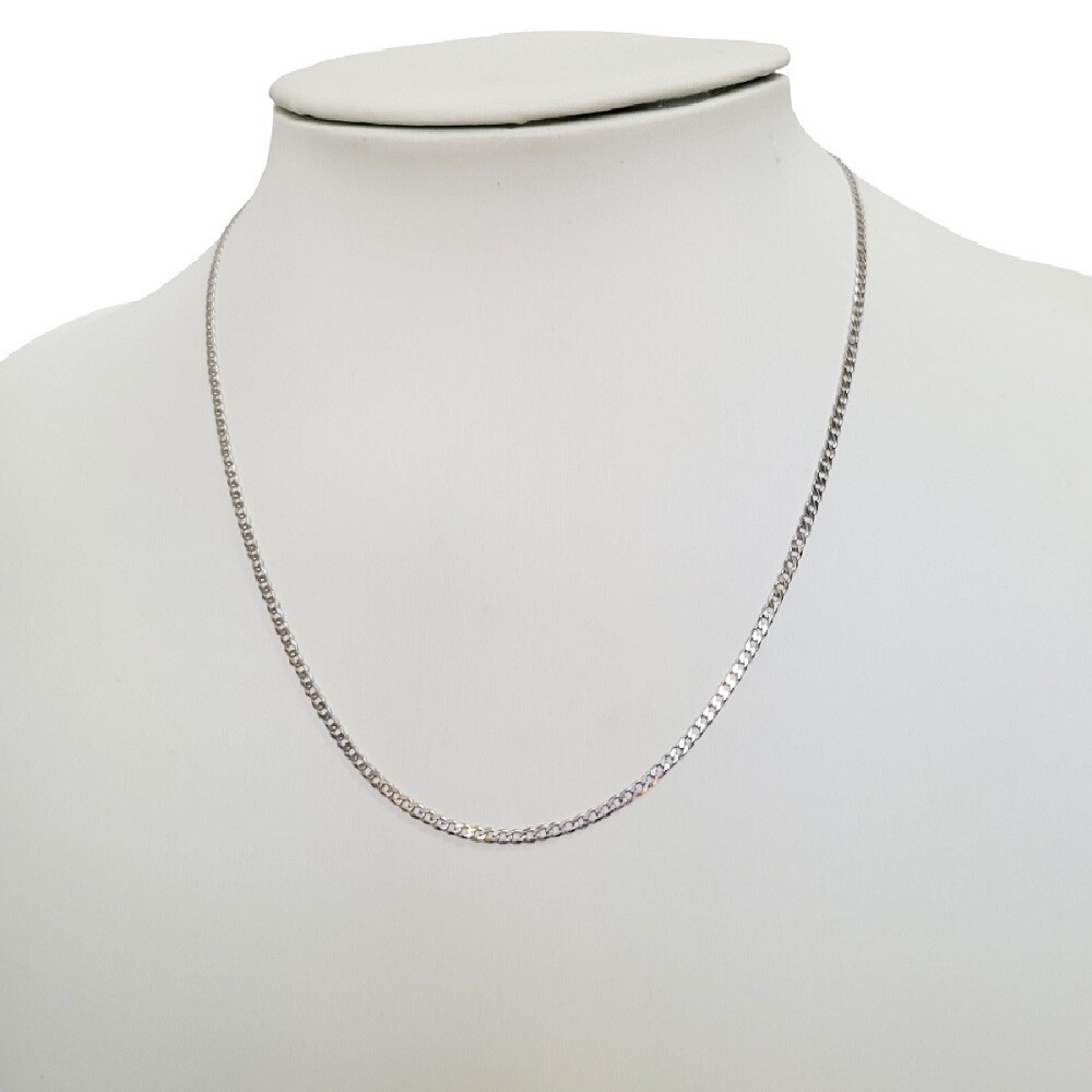Sterling Silver Rhodium Finish 2.5mm Cuban Curb Link Chain Necklace, Made Italy