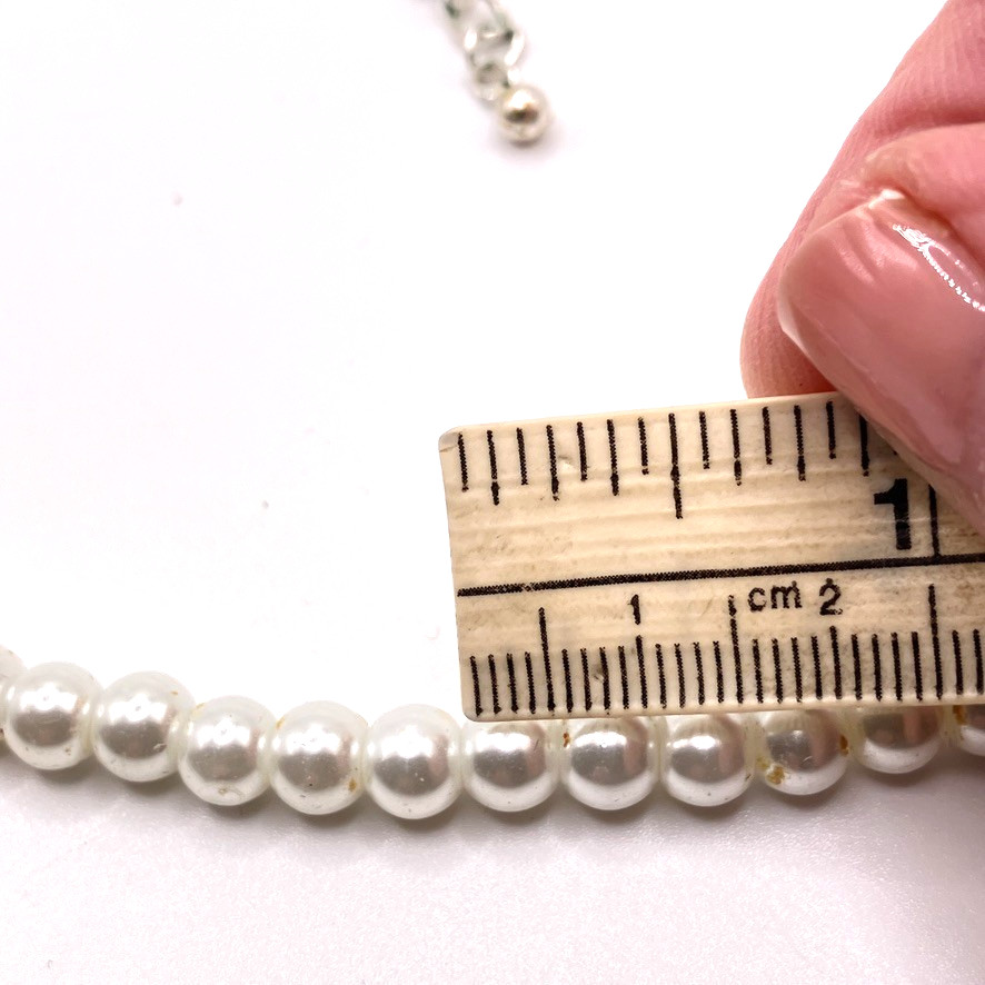 White Glass Faux pearl necklace 46cm vintage bridal flower girl bridesmaid