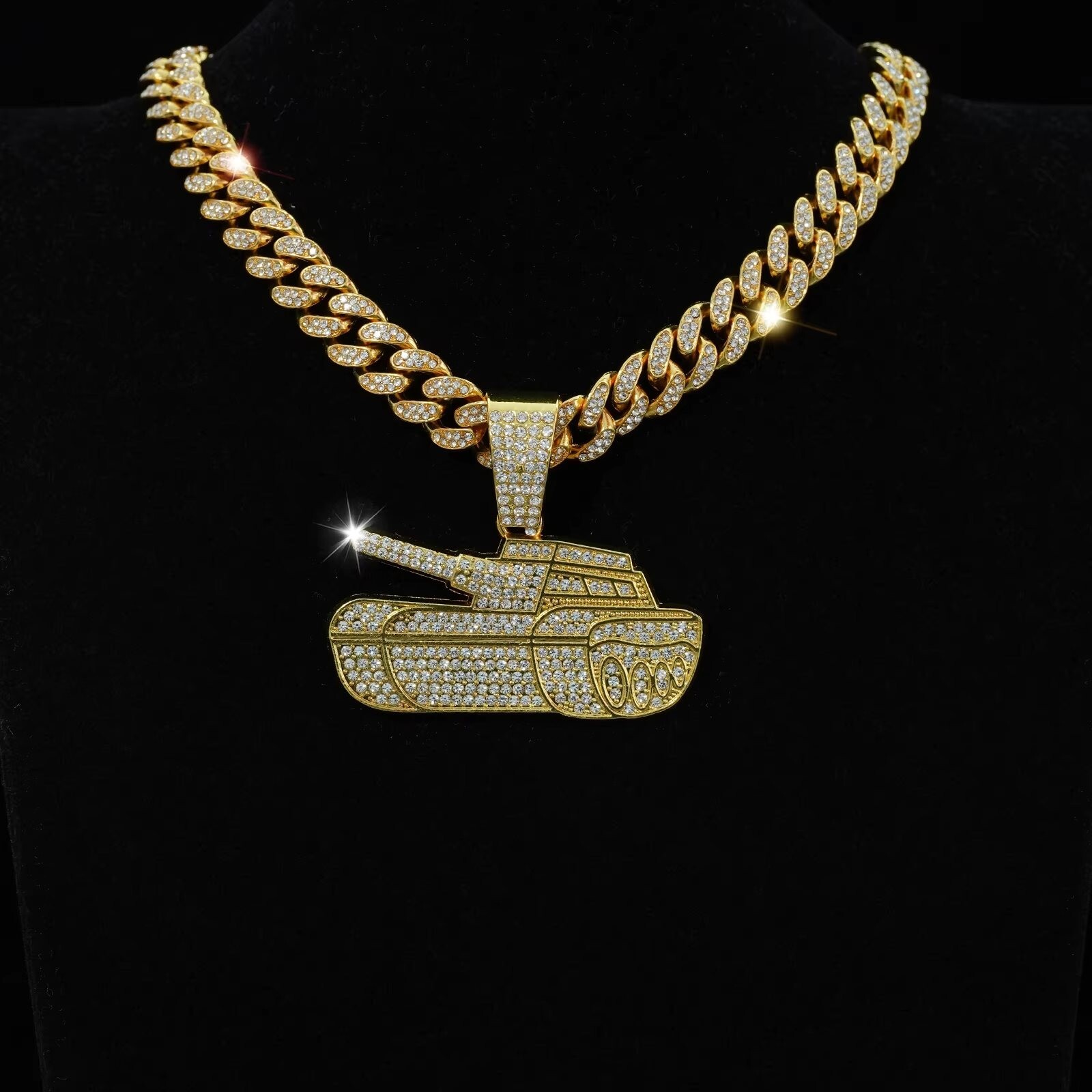 Silver / Gold Tank Pendant Necklace