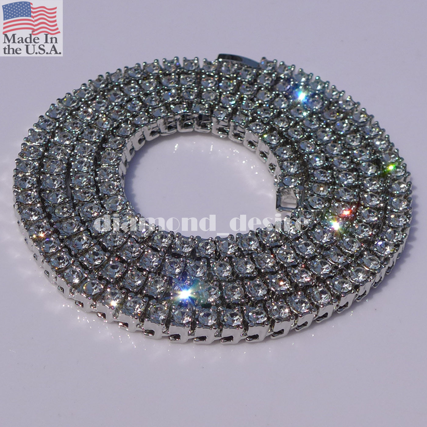 VIP 1 Row Iced Necklace Out Chain Hip Hop one row CZ Gold Plated choker Silver