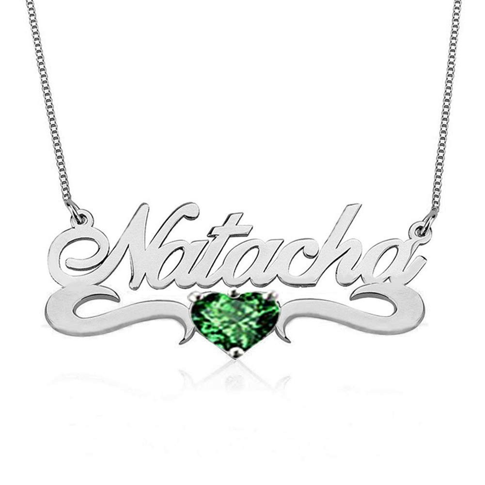 Personalized Birthstone Heart Name Necklace for Women Custom Made Any Names