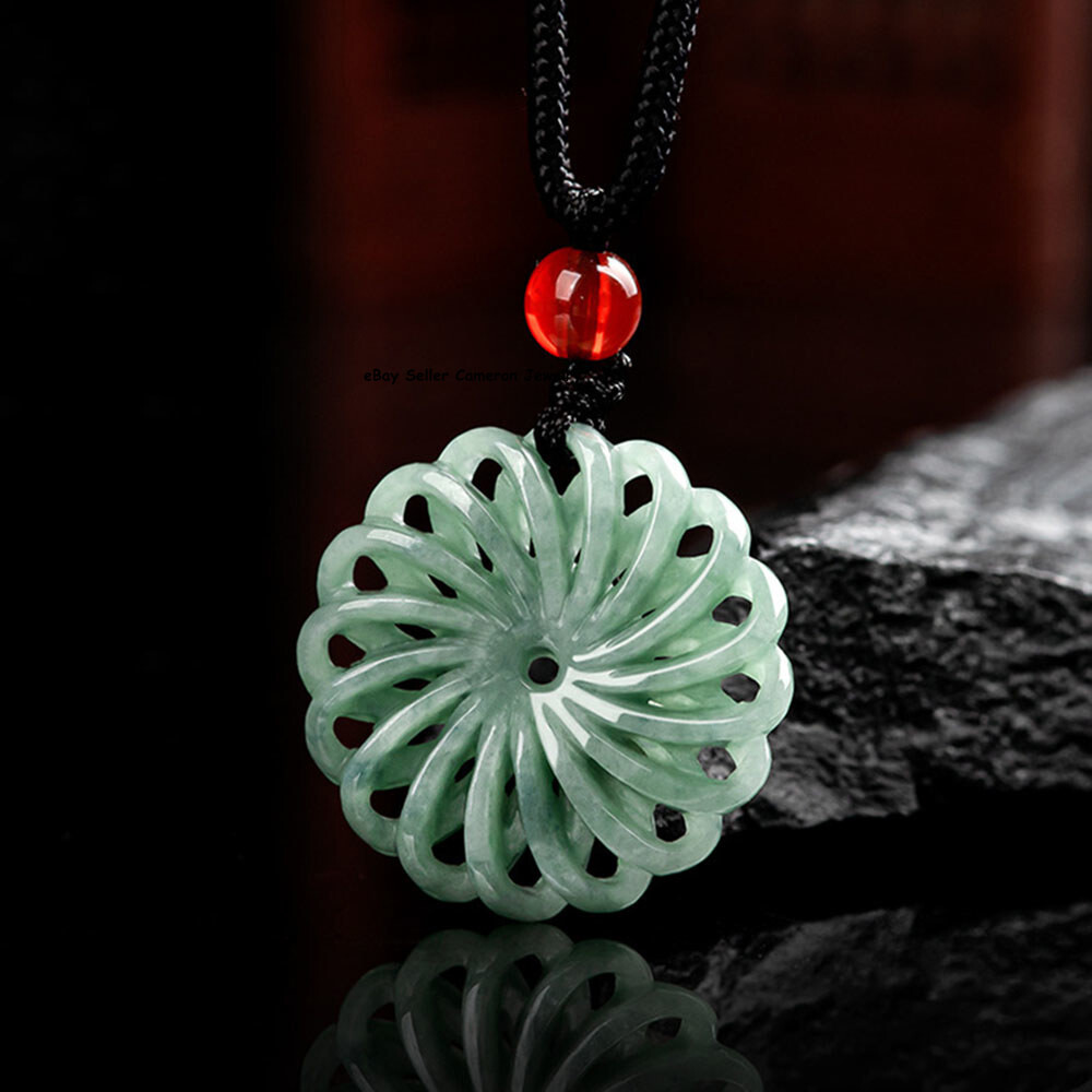 Real Grade A 100% Natural Green Jade Jadeite Women Lucky Circle Pendant