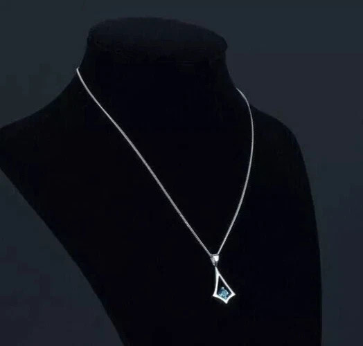 1Ct Simulated Blue Topaz Beauty Fancys Pendant 14K White Gold Plated Round Cut