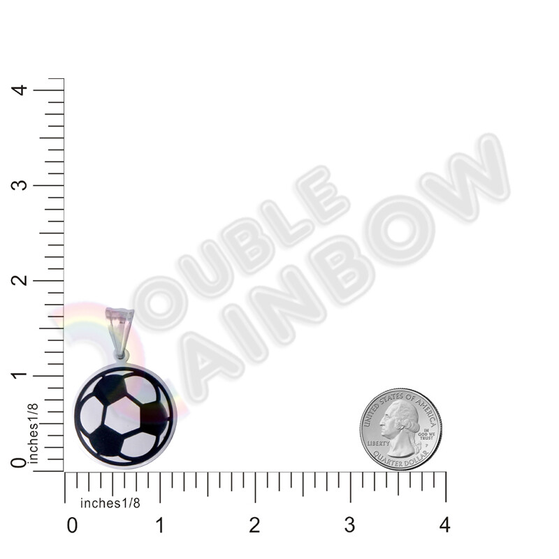 Soccer Ball Stainless Steel Pendant Sports Men Necklace 3mm Chain*P156