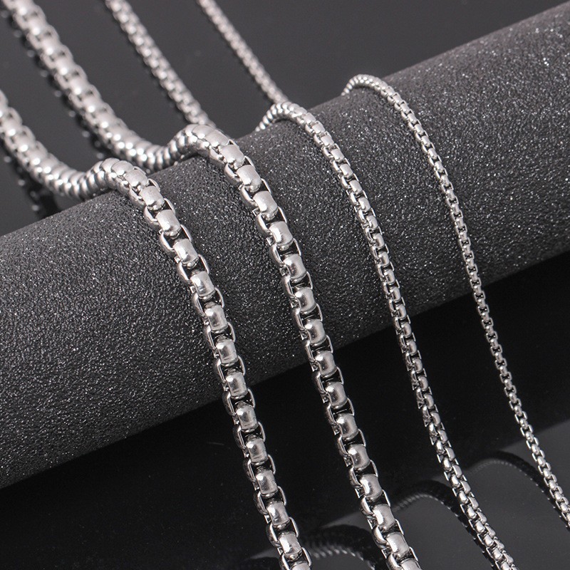 USA Stock 1.5mm 24″ Stainless Steel Square Rolo Link Chain Box Chain Necklace