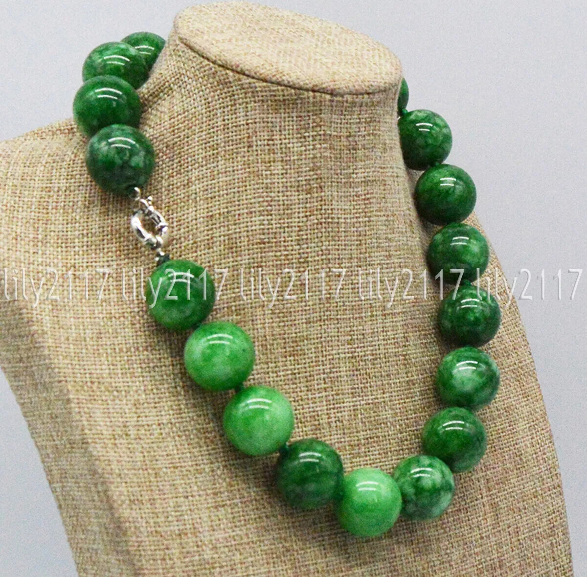 Huge 20mm Natural Green Jade Jadeite Round Beads Gemstone Necklace 16-36” AAA