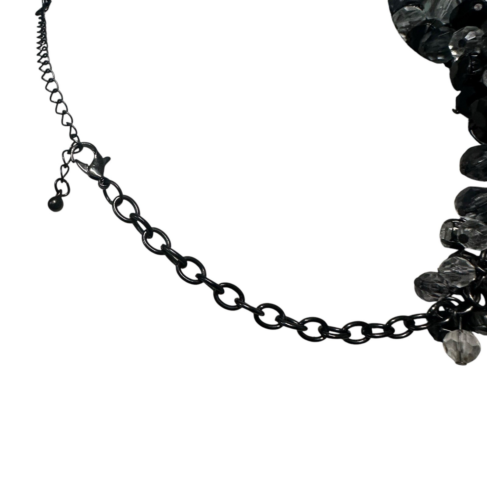 Cluster Statement Necklace Grey Black silver Beads Dangle Cluster Fashion Office