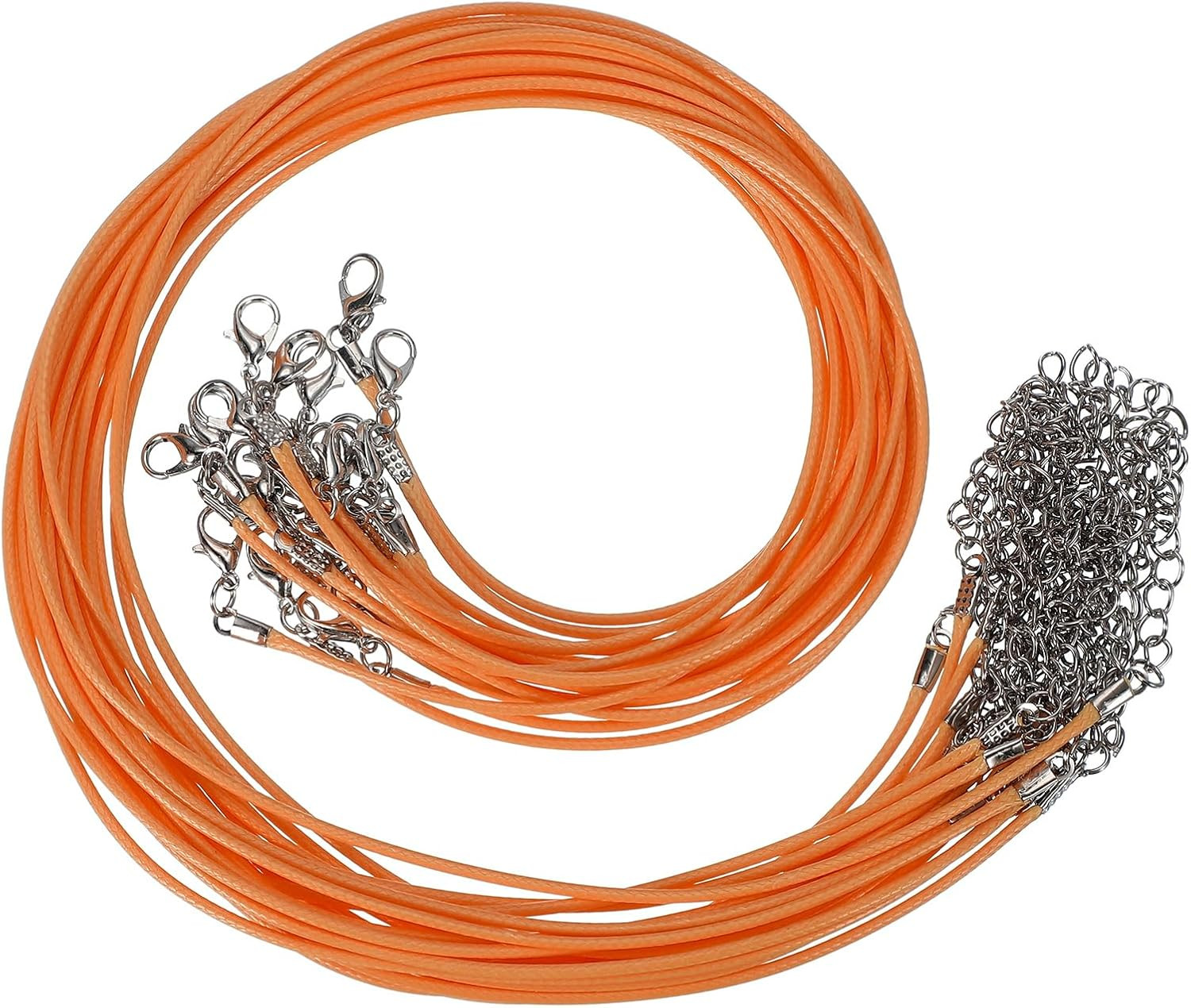 16″X0.06″ Necklace Cord, 20 Pcs Waxed Leather Necklace String Rope Bulk with Cla