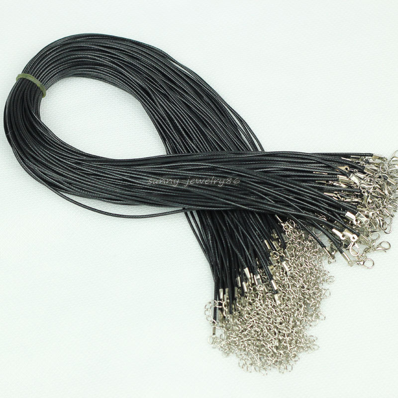 10/20/50Pcs Black Waxed Cotton Necklace Cords 1.5Mm/2Mm 18″ for Pendant Necklace