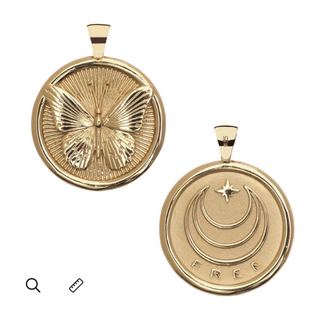 Jane Win FREE Original Pendant Coin 14k Gold Plated New Butterfly $328 W Chain