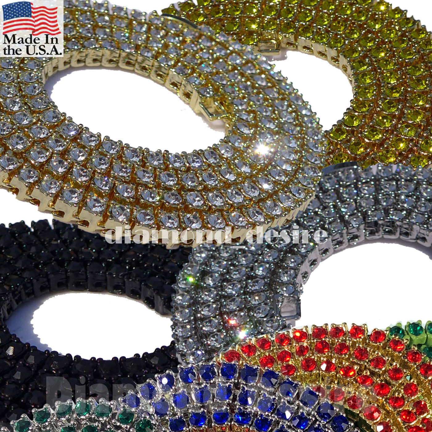 VIP 1 Row Iced Necklace Out Chain Hip Hop one row CZ Gold Plated choker Silver