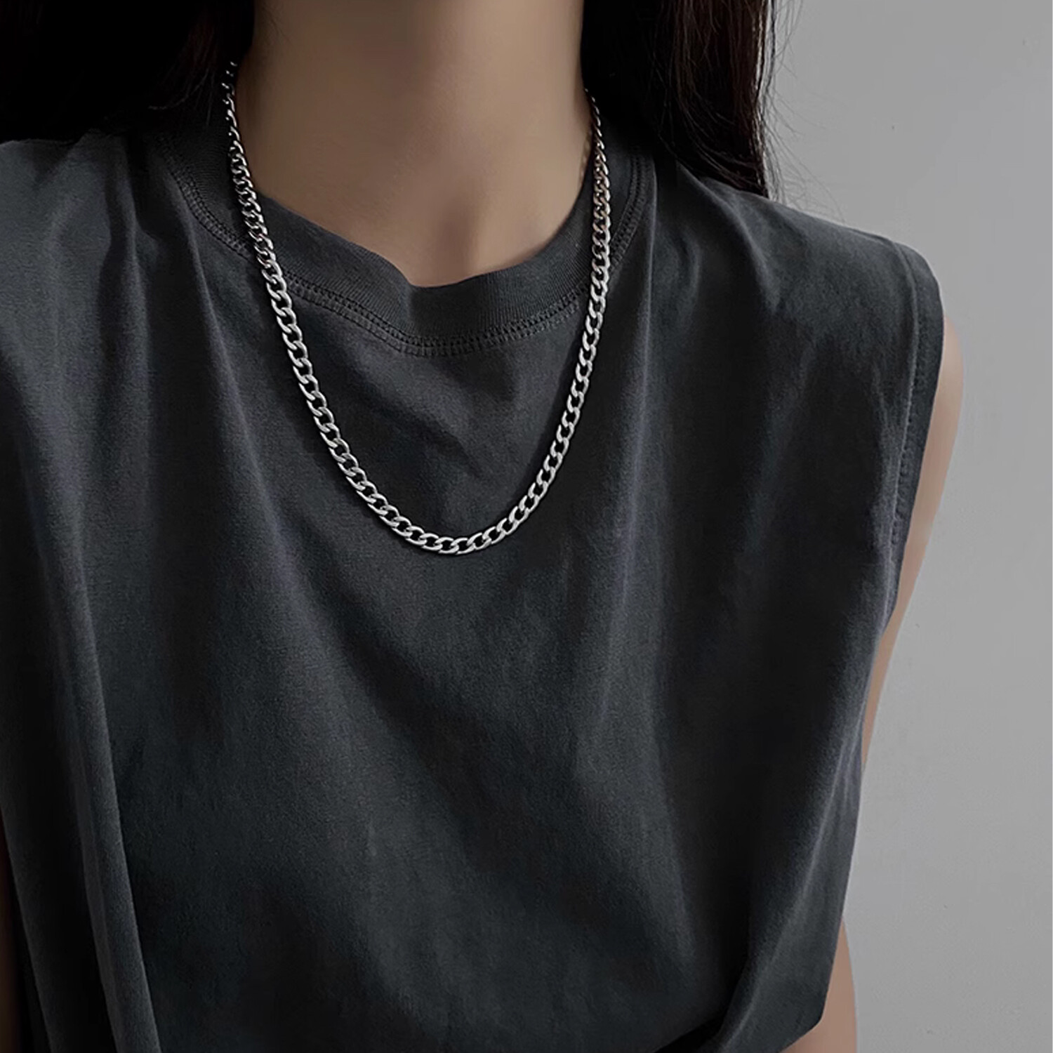 Valentine’s Day Gift 18-24” Stainless Steel Cuban Necklace Curb Chain Fashion