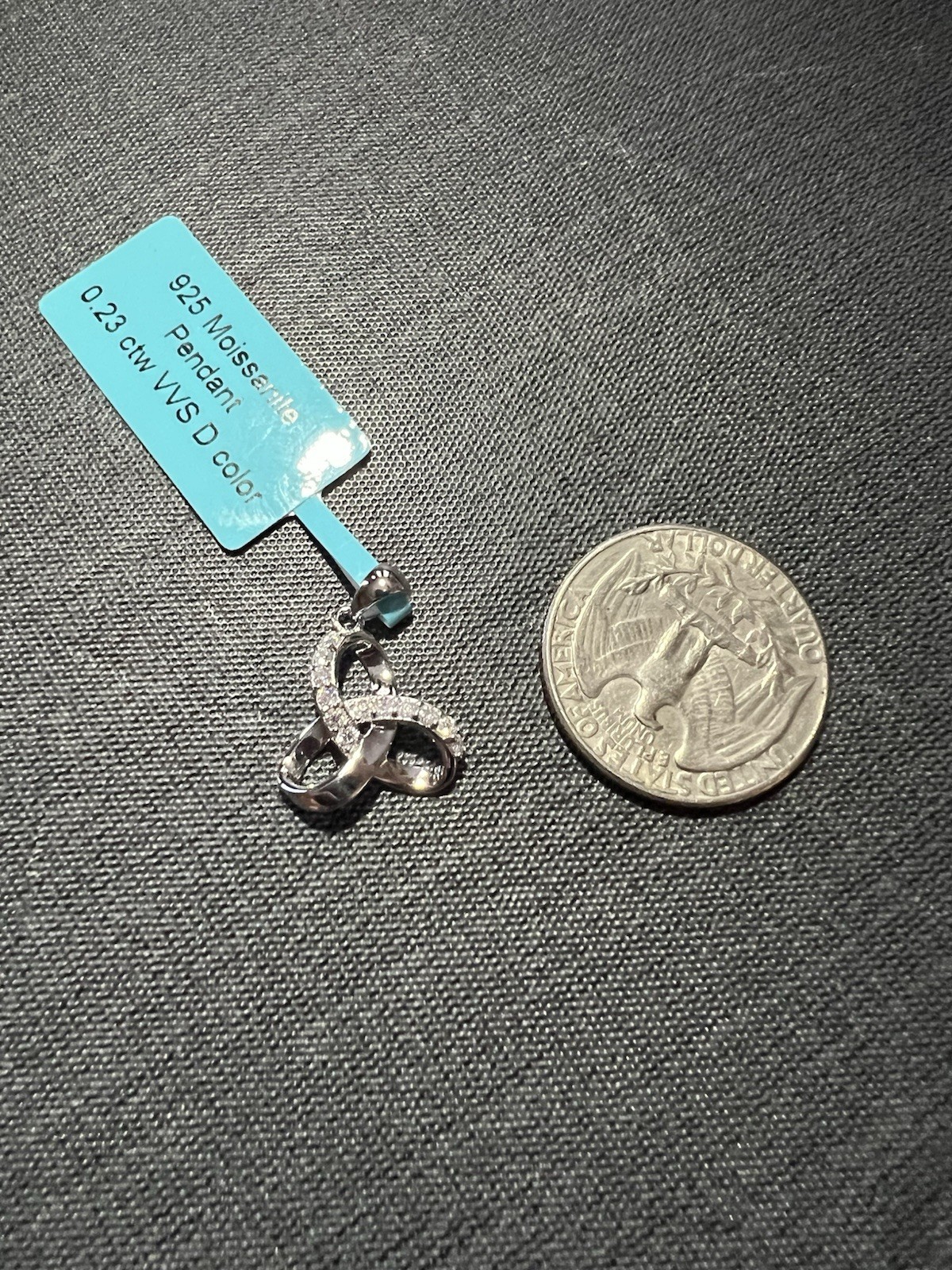 Silver Moissanite Pendant Charm Lab-Created White/Colorless Stones 925