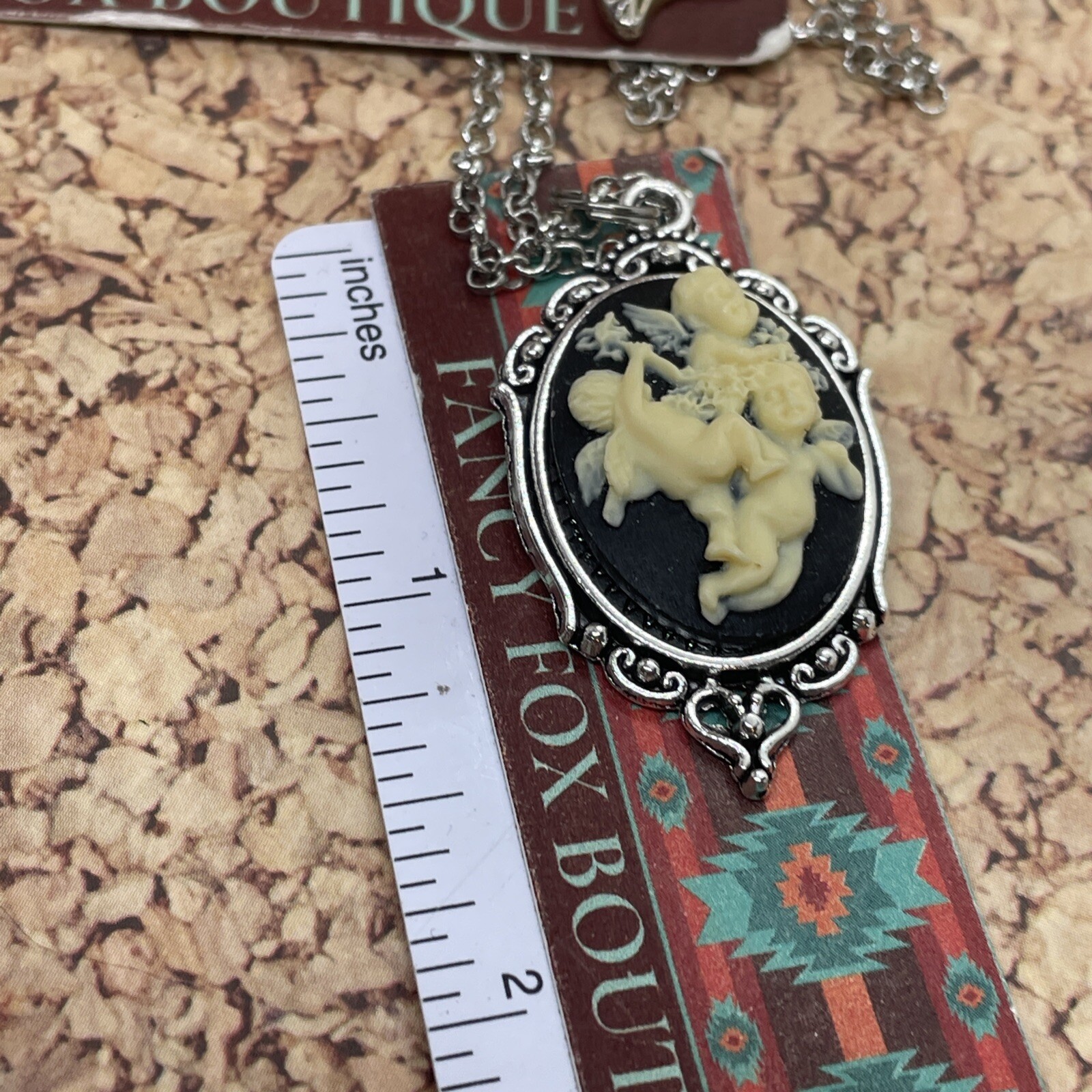 Valentine’s Day Gift ANGEL Wife Cherub Heart Silver Arrow Cupid Cameo Necklace
