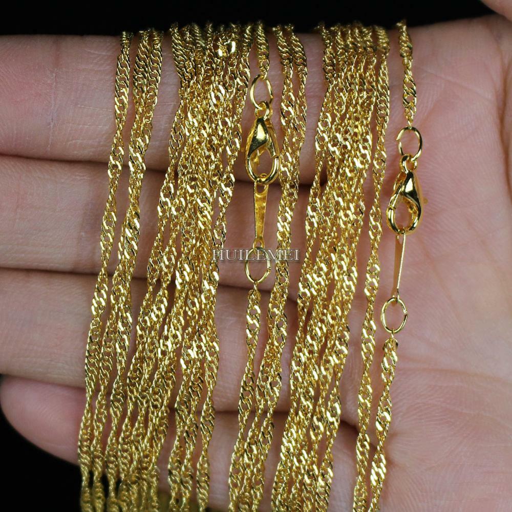 10pcs/lot Water Wave Chain Necklace Fashion Chains for Women 16″ 4 Colors Pick