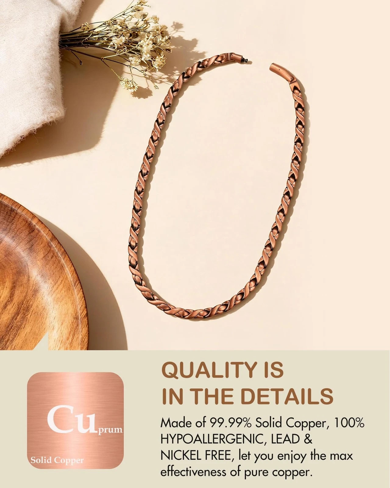 Copper Necklace Magnetic Therapy Arthritis Pain Relief Gift for Women