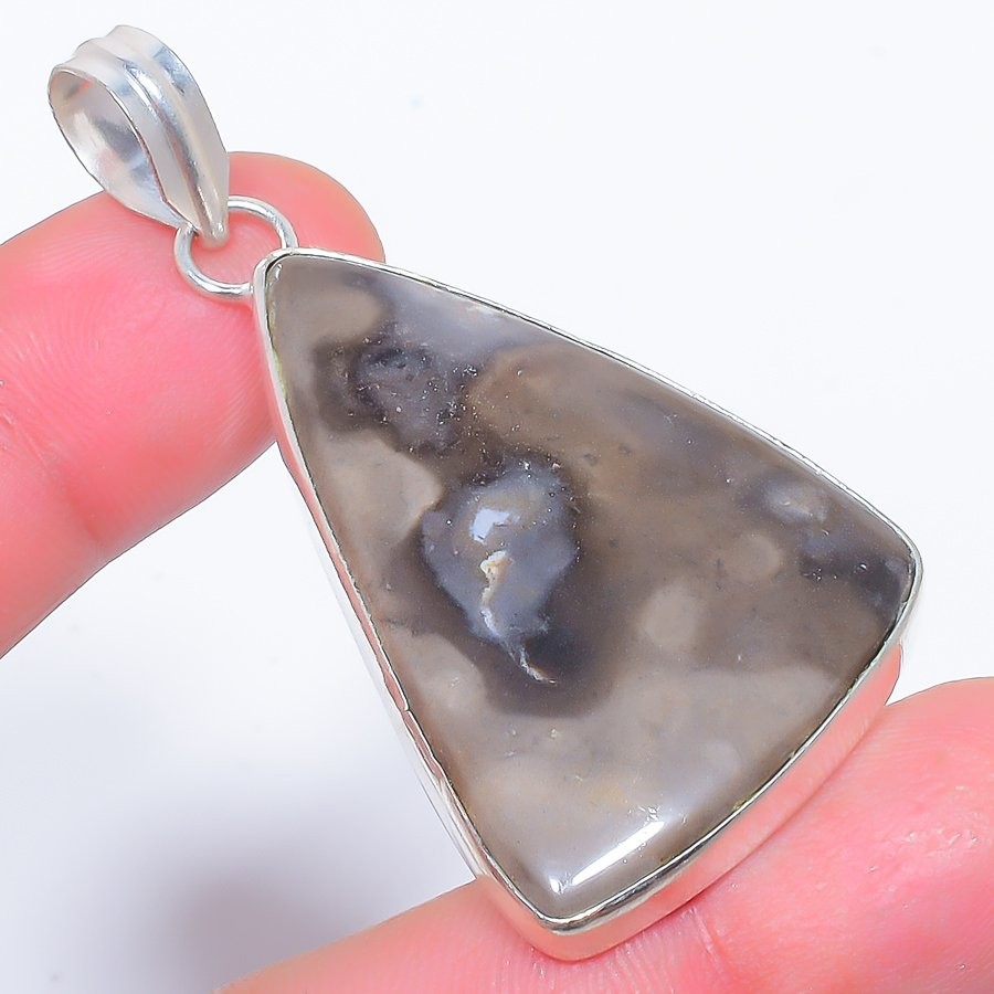 Natural Boulder Opal Gemstone 925 Silver Plated Jewelry Pendant 2.3″ F2644