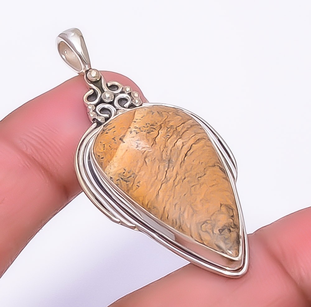 Picture Jasper – Oregon 925 Sterling Silver Pendant 2.03″ P772338 Christmas Gift
