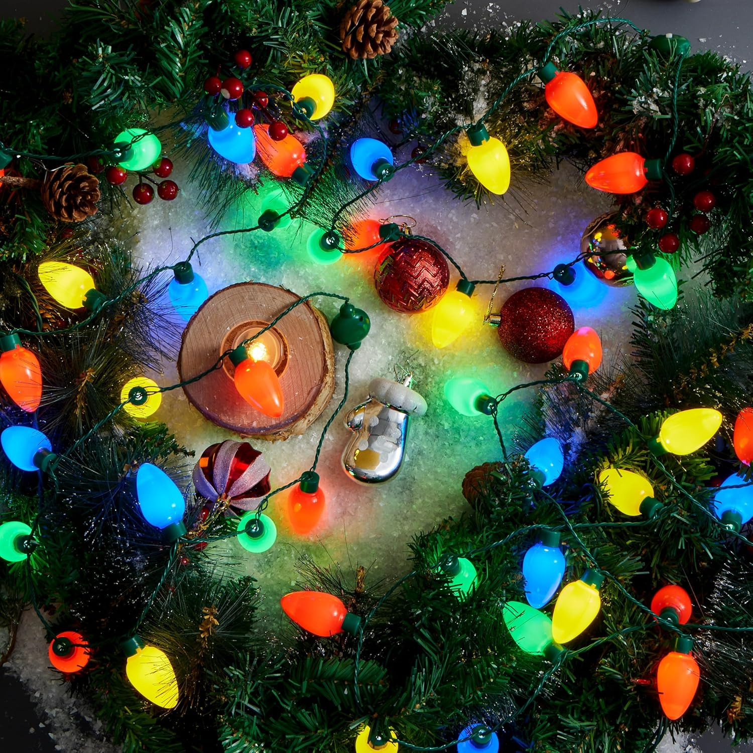 9PCS LED Christmas Bulb Necklaces Light Up Holiday Party Favors for Adults Kids