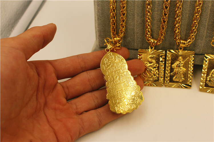 24K Thai Gold Men’s Long-Lasting Colorless Jewelry Necklace Guanyin Dragon