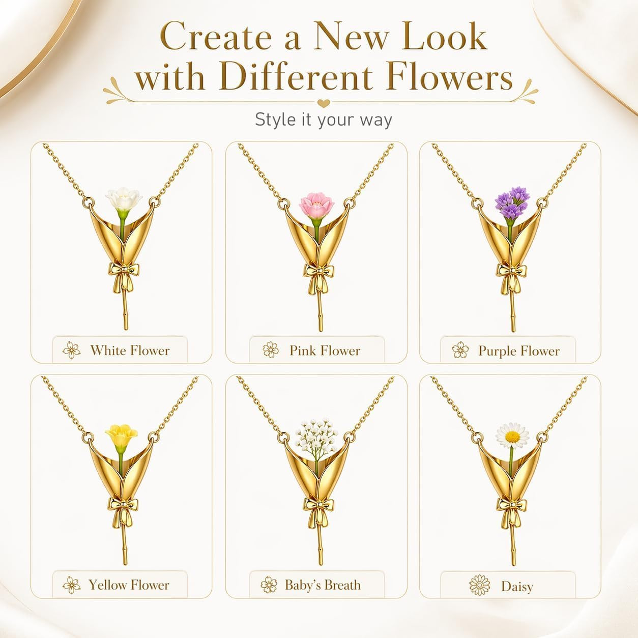Flower Holder Necklace for Women DIY Flower Bouquet Necklace Mini Vase Pendant W