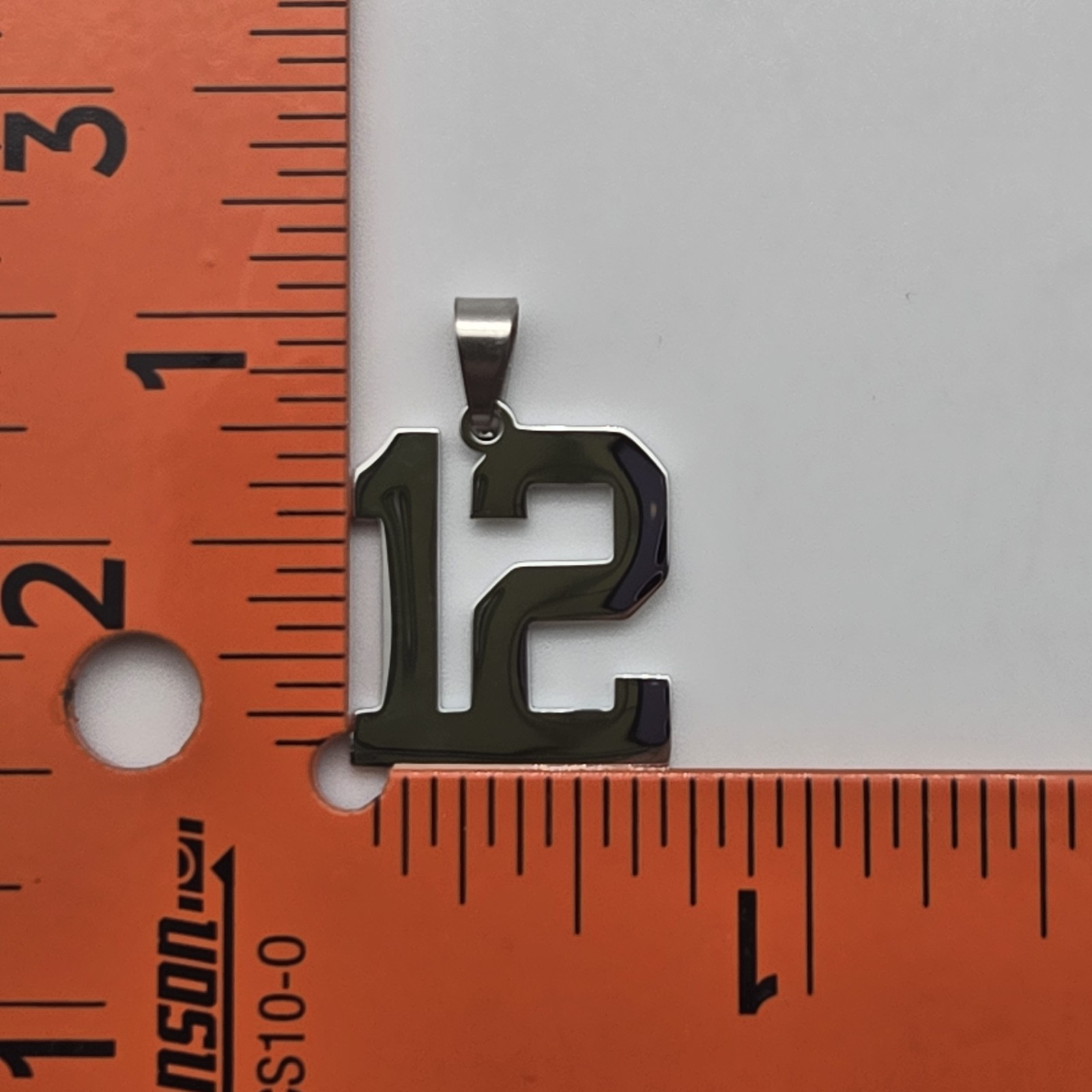 #12 BASEBALL FOOTBALL NUMBER Pendant Charm / 20″-24″ STAINLESS CHAIN NECKLACE