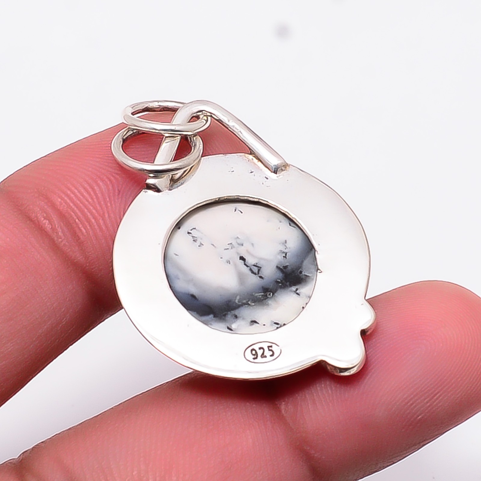 Dendritic Agate – Brazil Designer Handmade 925 Sterling Silver Pendant 1.4″ P37