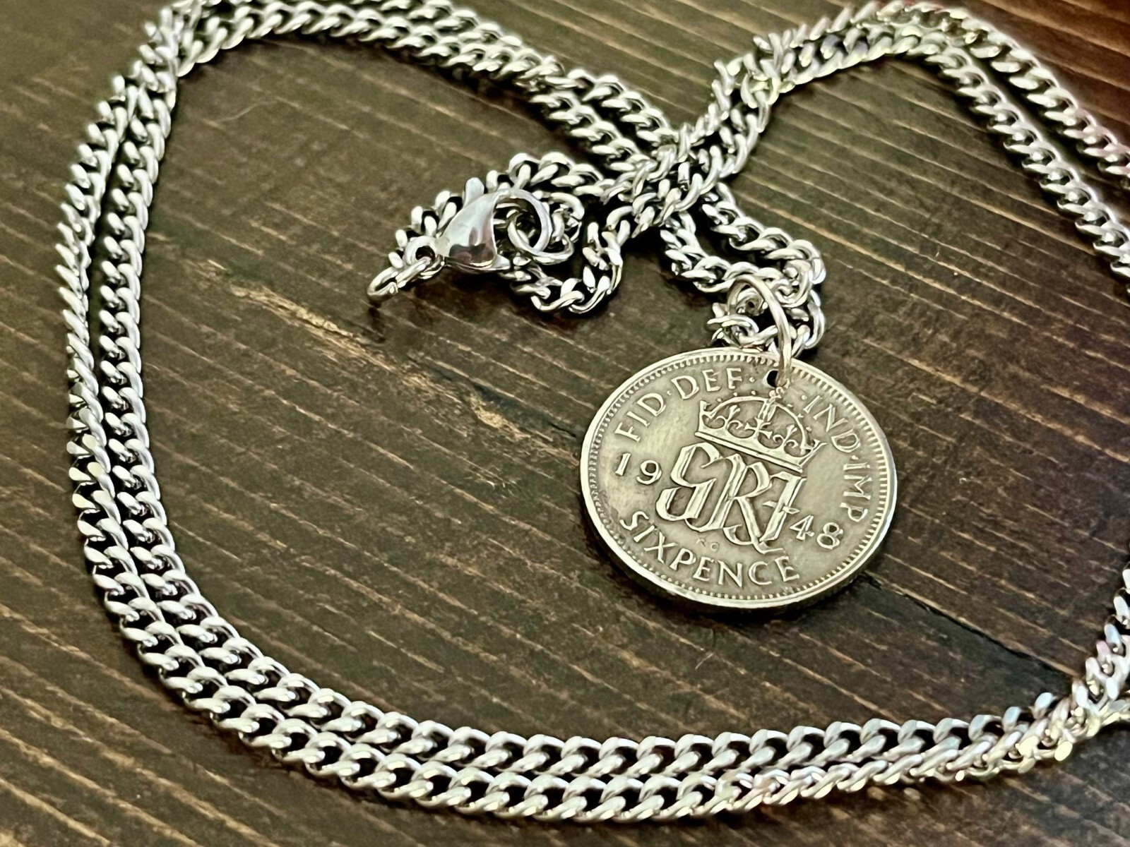 UK 6 Pence Coin Necklace Pendant Sixpence Handmade Jewelry British Currency
