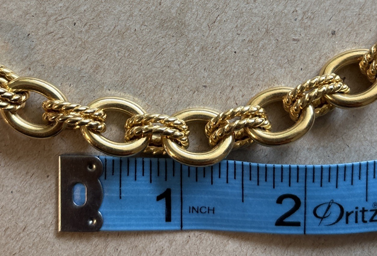 Vintage Milor Stainless Steel Gold Tone Textured Link 18”Chunky Choker/Necklace.