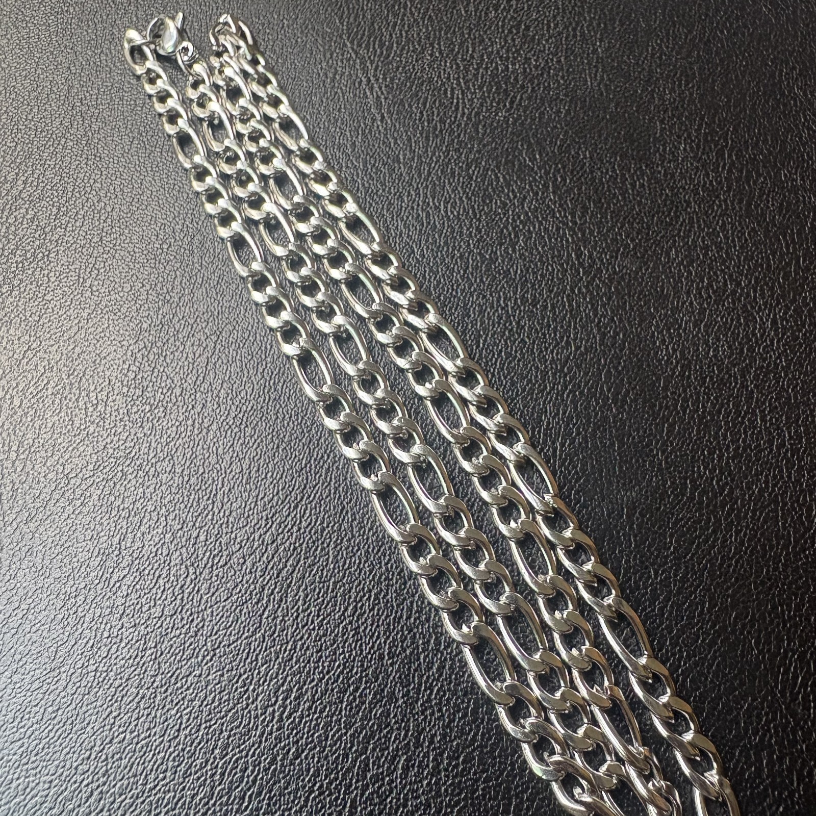 20″ 4mm Figaro Chain Necklace Silver Stainless Steel Thin Minimalist Men Women