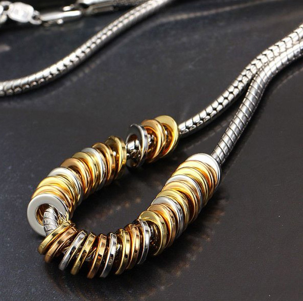 18k yellow/white/rose gold filled round ring necklace N-A223 necklace