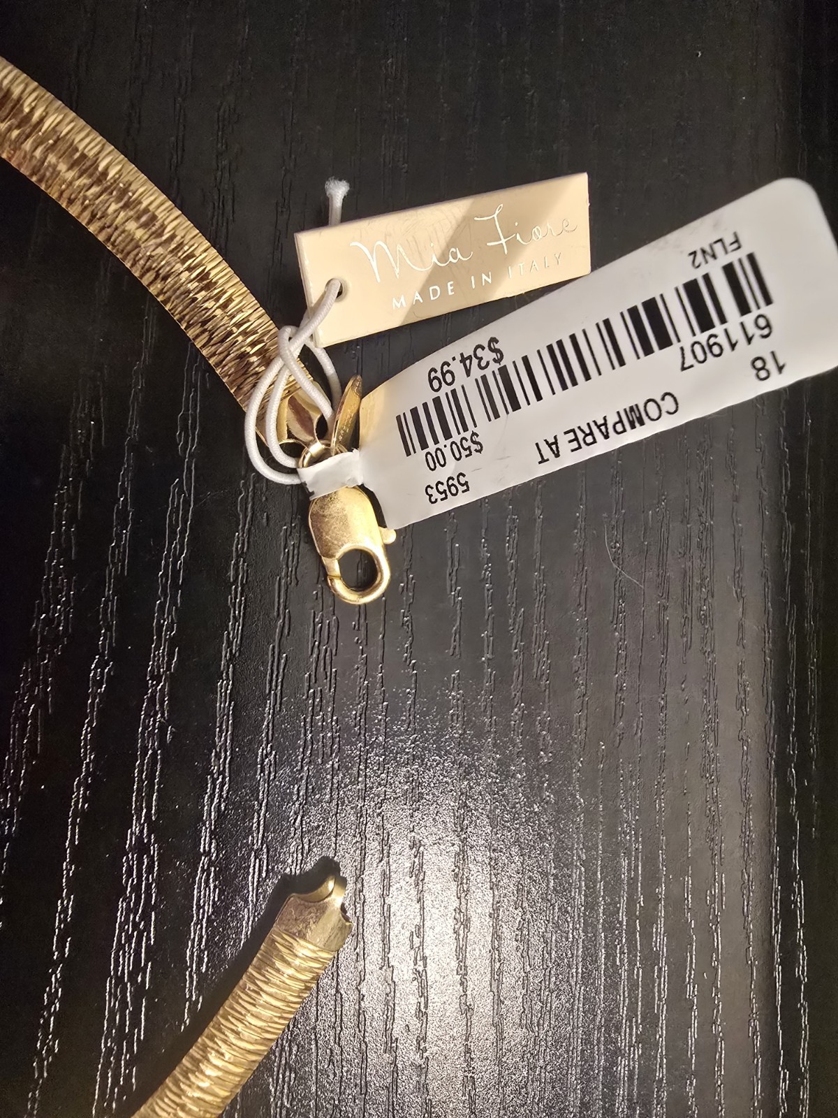 Mia Fiore 18K Gold Plated Bronze Herringbone Chain Choker Necklace 16 in Signed